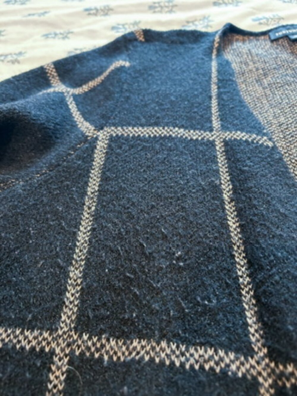 Fortune + Ivy Long Cardigan Black Tan Windowpane Open Front Duster | Size XL - Picture 5 of 6